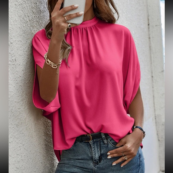 Boho tie back batwing sleeve top - Picture 2 of 14